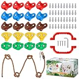 TOPNEW 20 Rock Climbing Holds with Rope