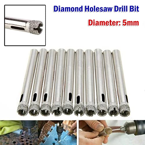 Brocas de diamante para seco NUSHKI, 10 piezas, 5 mm, para perforar granito, mármol, cerámica, baldosas y vidrio miniatura 4