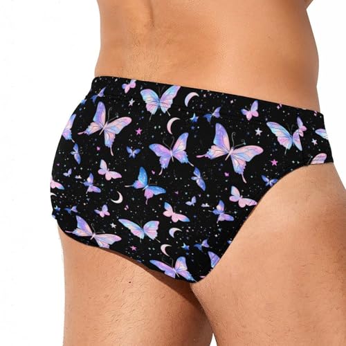 Night Spirit Butterfly Printed Swim Briefs for Men Sexy Bikini Swimwear Elastic Beach Trunks Bathing Suit4