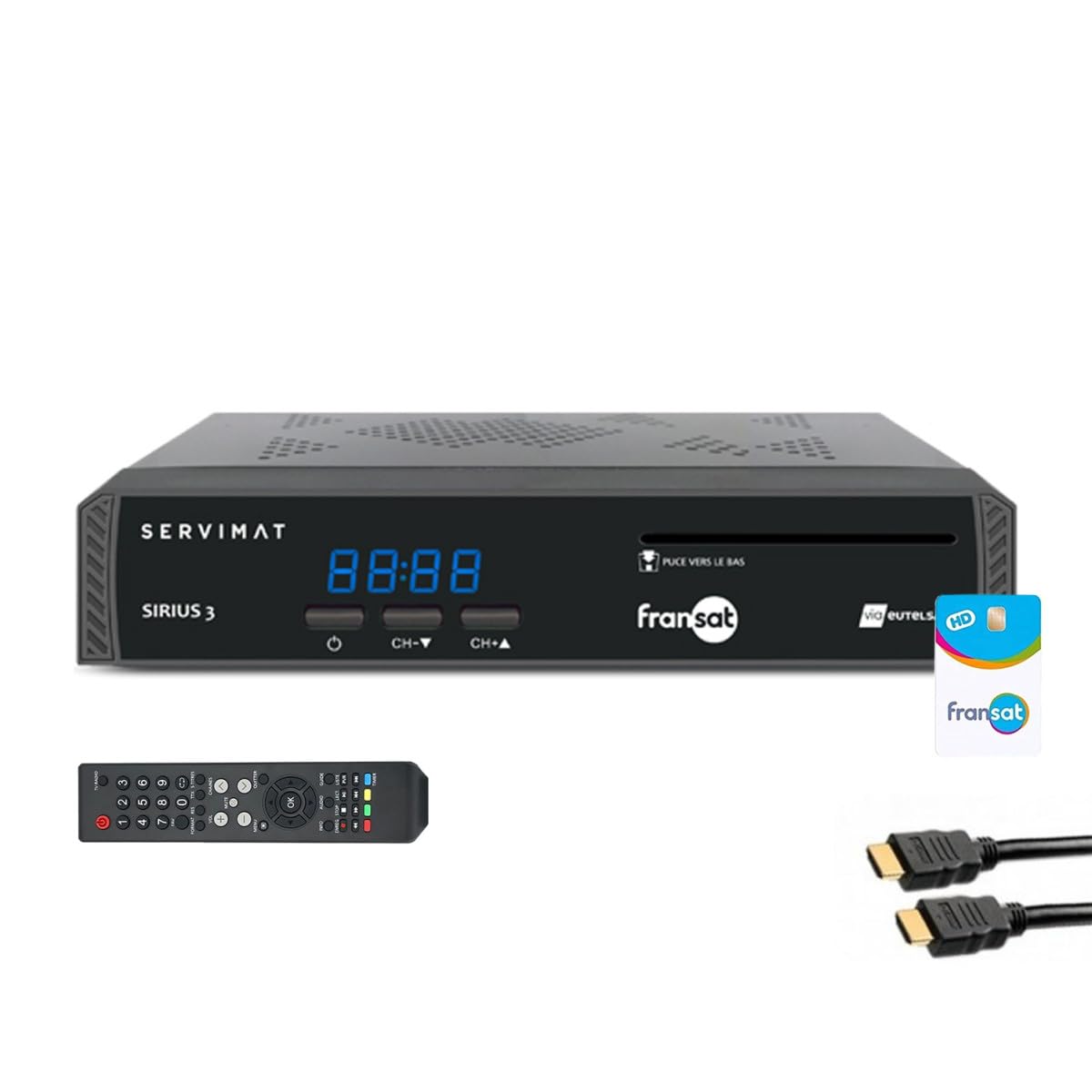 SERVIMAT - Ricevitore TV satellitare HD + scheda Viaccess Fransat PC6 + cavo HDMI 2M