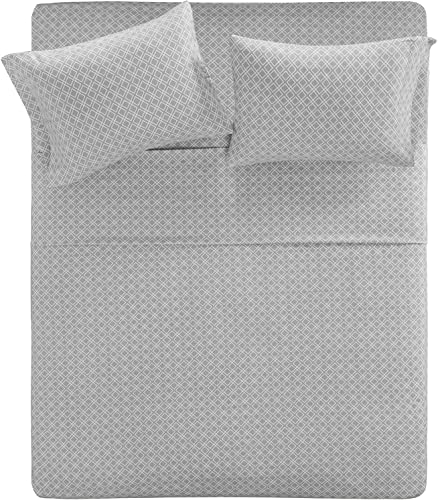 Comfort Spaces Cotton Flannel Breathable Warm Deep Pocket Sheets With Pillow Case Bedding, Queen, Grey Geo 4 Piece #TOP7