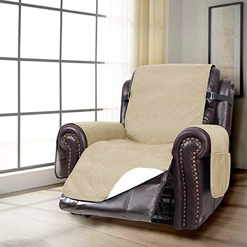 Beige Chair Karlschmit Waterproof Recliner Covers Recliner Chair Protector 26 Inch Anti Slip Silpover For Leather Sofa Furniture Protector For Dogs 23 Recliner Slipcovers