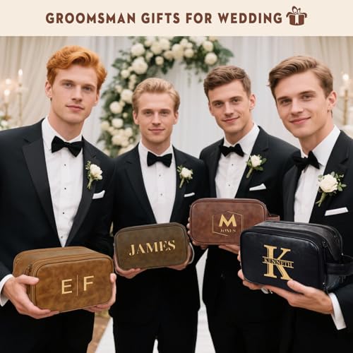 Gowelly Personalized Toiletry Bag for Men - Custom Travel Large Capacity Water-Resistant Leather Toiletry Bag - Personalized Gifts for Men Dad Husband Boyfriend - Groomsman Gifts for Wedding4