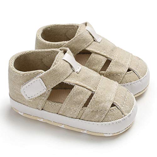 Zukmuk Chaussure d'Été Bébé Garçon Sandale Premier Pas Antidérapante Sandale à Semelle Souple Velcro (Abricot, 6-12 Mois)