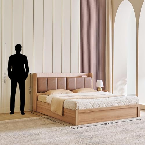 Image of Home Centre | Lexus | Engineered Wood | Hydraulic Storage | Queen Beds | Brown | 1 Year Warranty