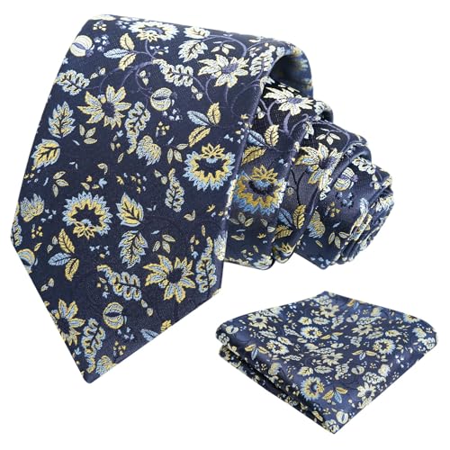 Image of Alizeal Mens 3.15inches Leaf Flower Pattern Tie Set