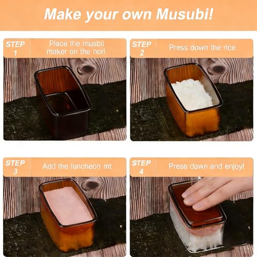 Image of 3PCS Clear Amber Onigiri Rice Ball Mold Maker Kit, Musubi Press, Triangle Sushi Press for Kid Lunch Bento, Non-stick, BPA-Free