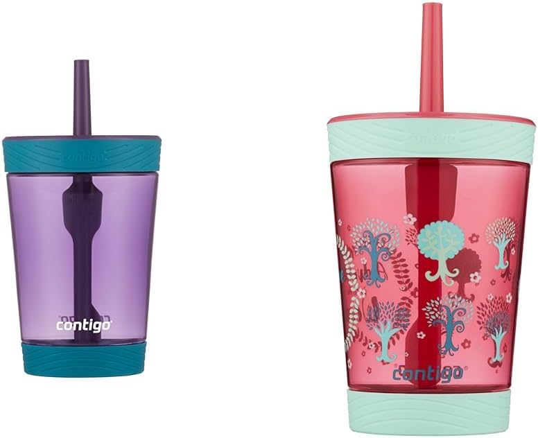Contigo Kids 14oz Tumblers with Straw, Fits Cup Holders, Dishwasher Safe - Eggplant and Sprinkles Pink