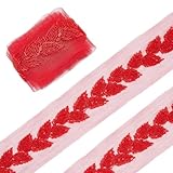 PH PandaHall 2 Yards Rote Perlenbandbesatz Perlenblatt Spitzenbesatz 40mm Spitzen Netzbandbesatz Glasperlenbesatz Für Kleidung Nähen Basteln Vorhänge