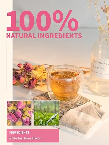 Image of TeeLux Rose White Tea Bags 50 Count, Blend White Tea with Natural Rose Flavor, Smooth & Fragrant, Biodegradable Tea Bag
