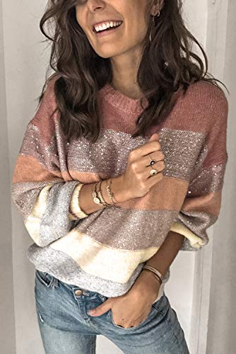 Image of ANCAPELION Women's Casual Sweater Pullover Winter Basic Sweatshirt Long Sleeve Cozy Knitted Jumper Tops Loose Fit