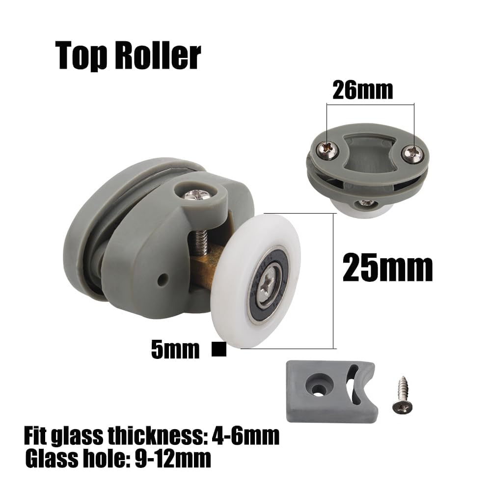 Duschkabinen-Rollen, 25 Mm – Ersatzrollen Für Glastüren Aus ABS Mit Edelstahlwelle, Passend Für 4–8 Mm Glas