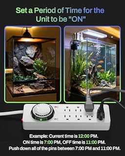 BN-LINK 8 Outlet Surge Protector with Mechanical Timer, 4 Timed & 4 Always-On Outlets, ETL Listed, 4ft Cord, 1875W, for Aquarium, Grow Lights, Christmas Decor, White