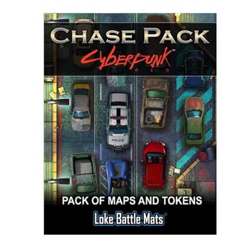 Loke Battlemats | The Chase Pack Battle Mats & Tokens for Cyberpunk RED | Battle Mat for Roleplaying Games