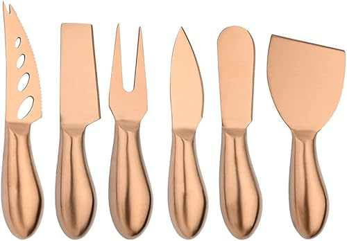 Puzhler - Juego de 6 cuchillos de queso de grado alimenticio, mango de acero inoxidable, juego de cuchillos de queso para queso, pizza, accesorios