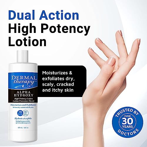 Dermal Therapy Alpha Hydroxy High Potency Lotion - Moisturizing And Exfoliating Treatment For Scaly, Flaky, Dry Skin | 10% Urea And 10% Lactic Acid | 16 Fl. Oz #TOP1