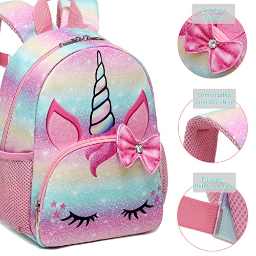 Octsky Unicorn Toddler Backpack Girls Mini Backpack For Kids, Lightweight Preschool Backpack For Kindergarten Little Girls Bookbag With Chest Strap Mini #TOP7