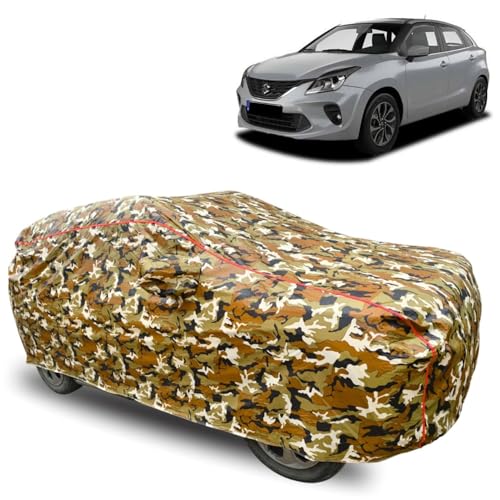Image of GROOFOO Car Cover Compatible with Maruti Suzuki Baleno | Camouflage, Waterproof, Dustproof, UV Protection | Military Jungle Design | Custom Fit, Triple Stitched | All Weather Body Cover