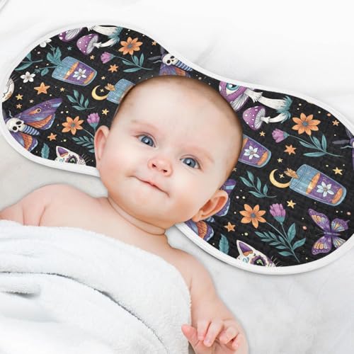 2 Pack Muslin Burp Cloths Halloween Butterfly Dark Cotton Baby Burp Cloths Extra Absorbent and Soft Burping Cloth for Newborn Must Haves, Large 22" x 11"4