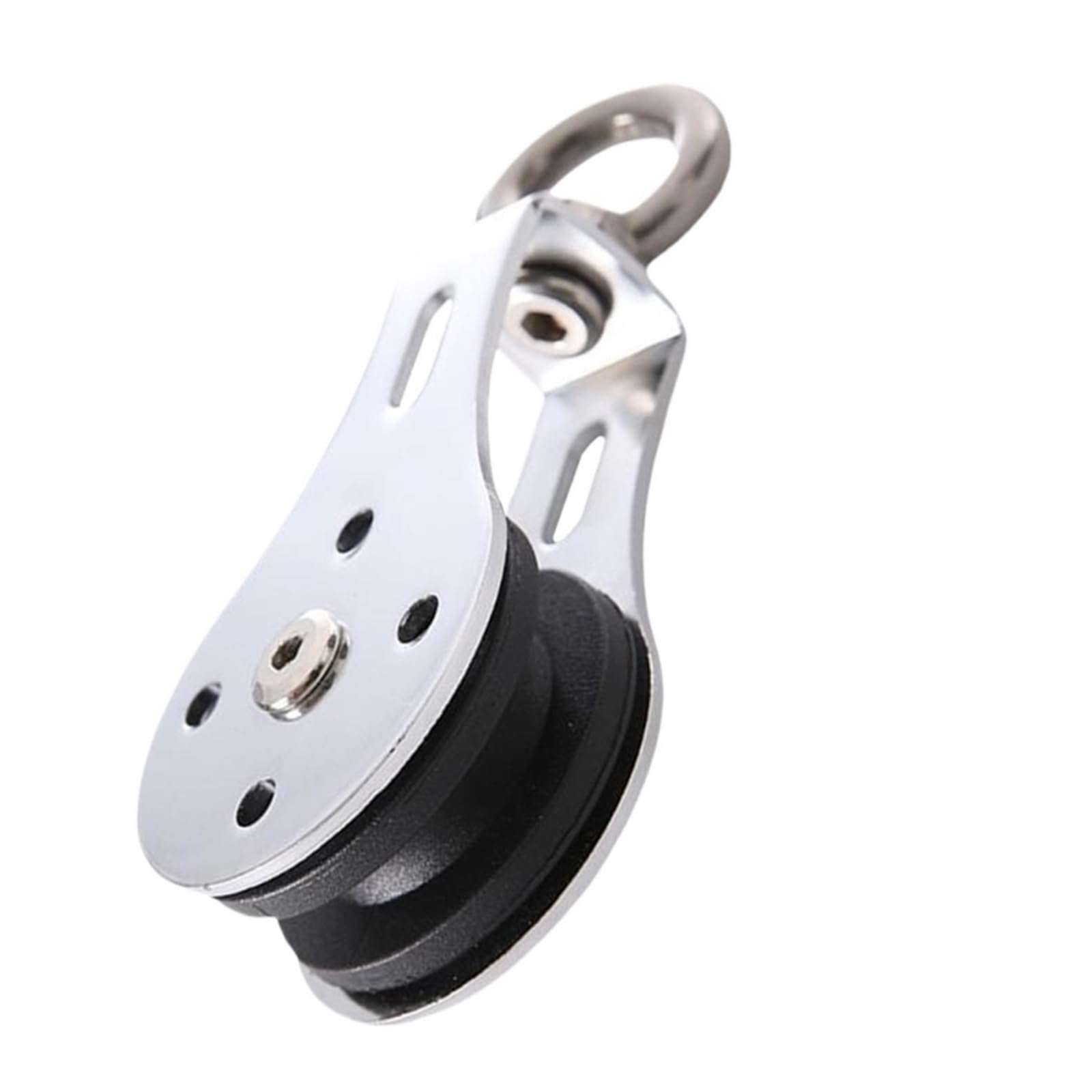 Sistema di pulegge in acciaio inossidabile con cuscinetto fisso M8, capacità di carico 300 kg, fune metallica da 3-8 mm, 125 x 55 mm, argento, resistente per sollevamento pesi per uso esterno e