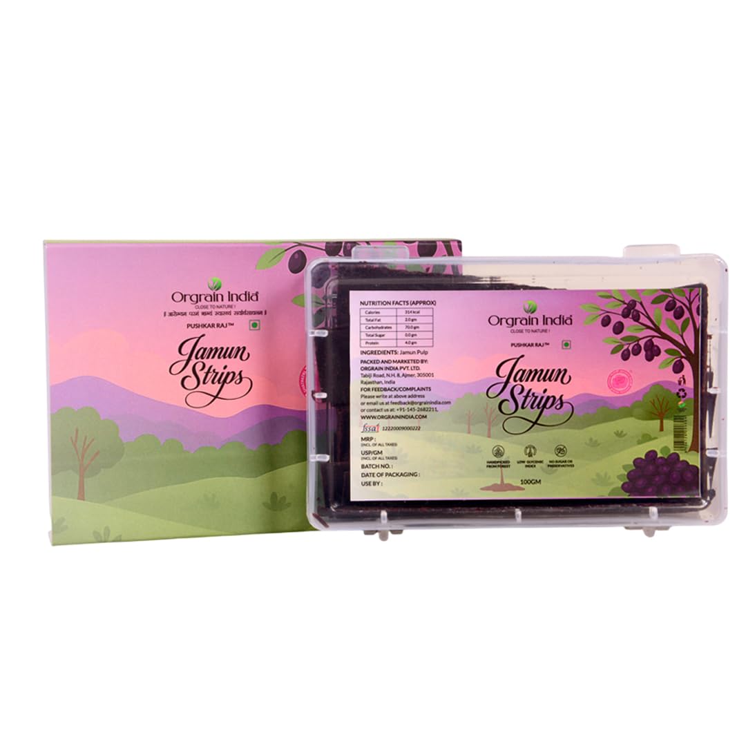 Orgrain India Jamun Strip 100gm | Real Jamun Pulp Based | No Artificial Colour | No Added Flavour | Natural Digestive Fruit Candy | Sugar-Free Diabetic-Friendly Fruit Strips-image-38