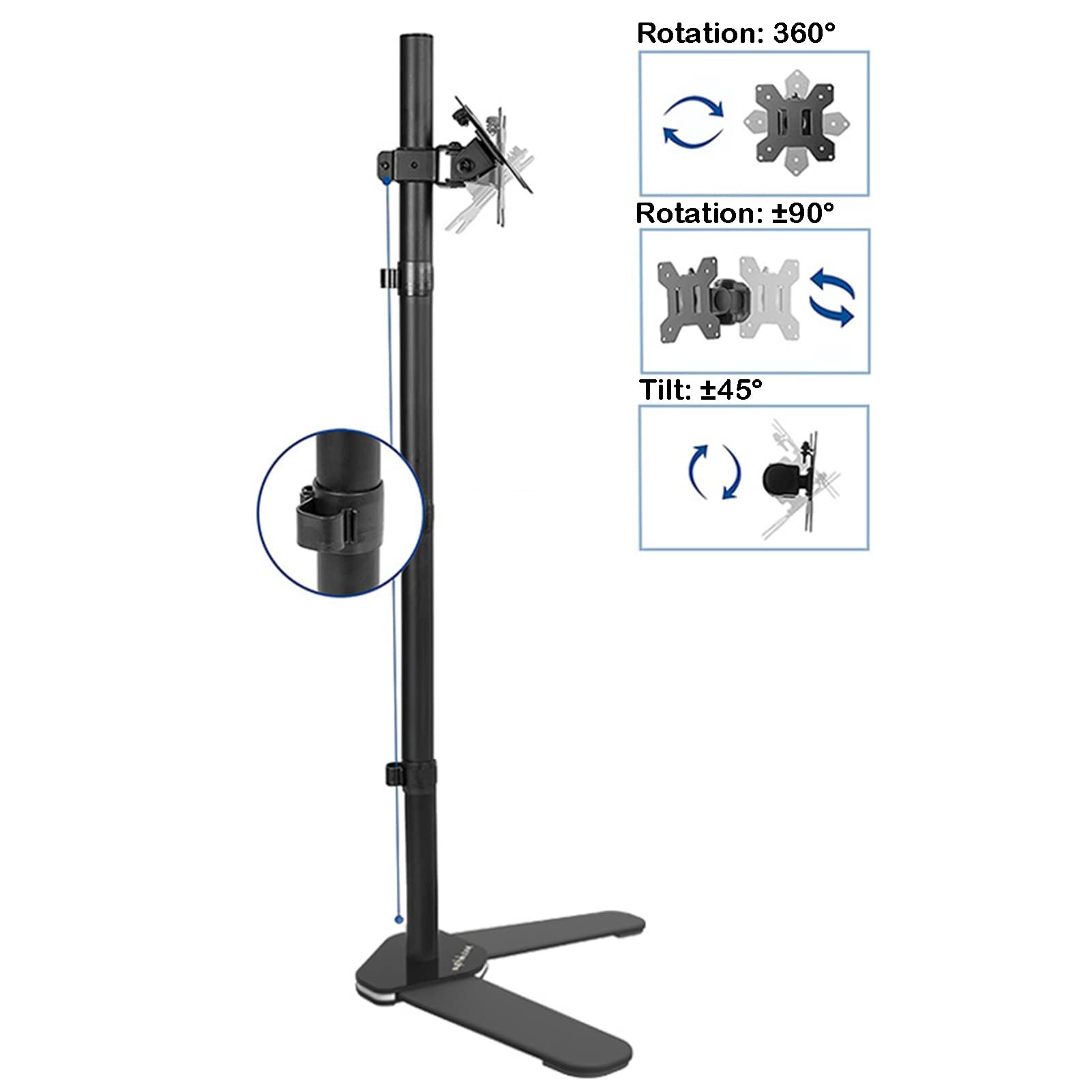 YCQYM Soporte para TV para televisores de 14 a 32 Pulgadas, Soporte de Suelo Que Ahorra Espacio con Almacenamiento de Herramientas, Compatible con MAX VESA, Altura Ajustable, Ideal para Uso en el