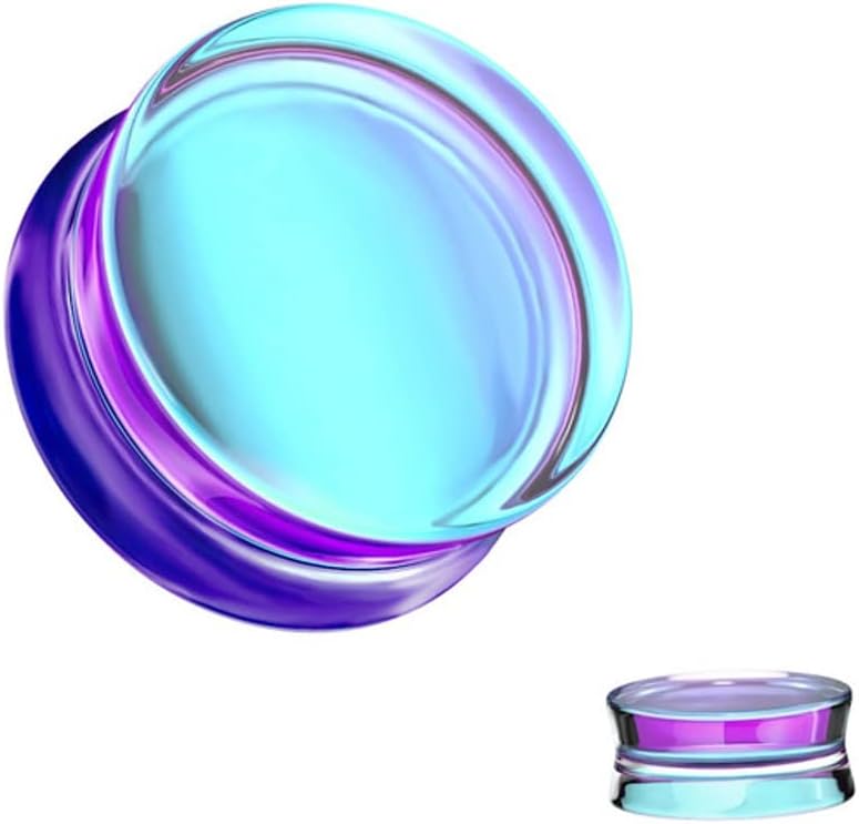 Aurora Borealis Double Saddle Glass Ear Gauges