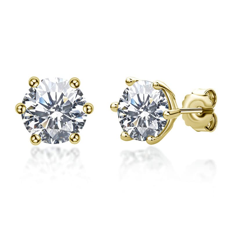 Pierced Earrings，Women's Earrings，Ear Studs，Women' Real 1 Carat D Color Moissanite Stud Earrings For Women 100% 925 Sterling Silver Gold Color Sparkling Wedding Fine Jewelry (Gem Color : Gold)