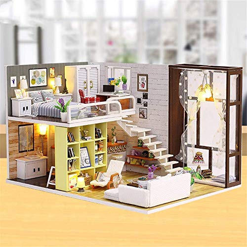 Puppenhaus Puppenhaus Miniatur-DIY-Haus-Set aus Holz, Miniatur-Möbel-Set, kreatives Zimmer mit Möbeln, DIY-Puppenhaus… – Bild 3