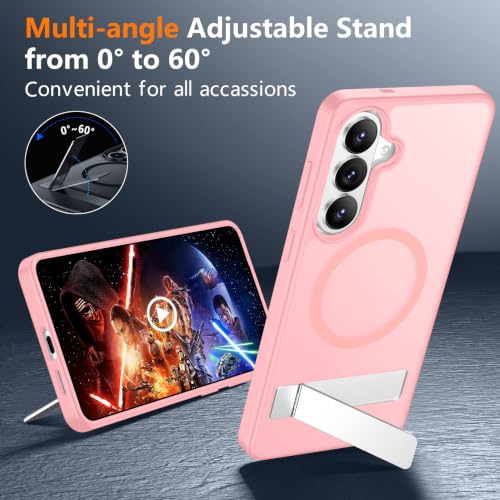 Image of SPIDERCASE Magnetic for Samsung Galaxy S26 Plus Case, with [3 Stand Ways][ Military Grade Drop Protection] with Invisible Stand Shockproof Slim Case for Samsung Galaxy S26 Plus 6.7 inch, Pink
