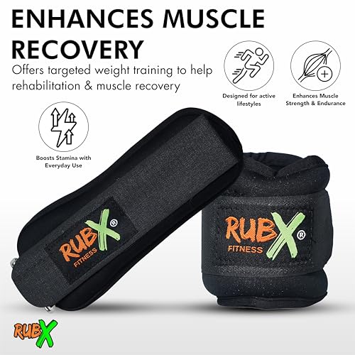 Image of RUBX Ankle Weights 0.5kg X2 Pcs Wrist Strap For Gym AnkleWeight Cuff 0.5kgs Leg Weight For Men & Women Weights For Legs For Training, Workout Unisex Weight Neoprene Resistance 0.5kg X 1 Pair