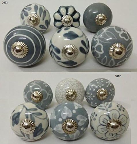 Original ZOYA CERAMIC KNOBS Light Grey Color Ceramic KNOBS Drawer PULLS Kid Bedroom KNOBS Cabinet KNOBS Kitchen KNOBS PULLS (Design 303)