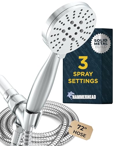 HammerHead Showers Solid Metal 3-Spray Handheld Shower Head