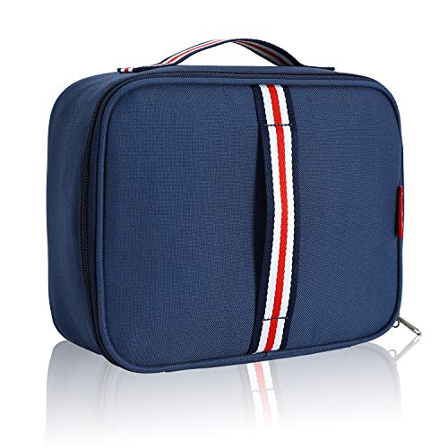 MIER Small Insulated Lunch Bag for Kid Men Women Mini Cooler Reusable Lunchbox Tote to School Office Picnic Travel, Leakproof and Portable, Navy Blue