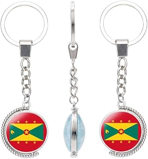 vmcoatdu Many Countries National Flag Double Sided Rotation Key Chain Keyring Gift Men Women Stainless Steel Glass Keychain