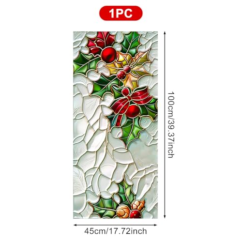 Vinilo decorativo para ventana con diseño festivo de acebo miniatura 3
