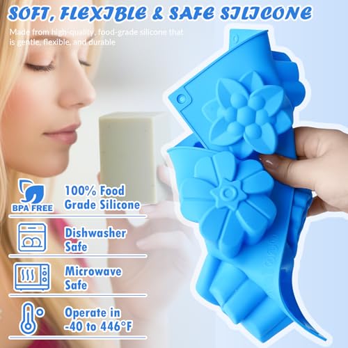 Image of HKNMTT 3Pcs Soap Molds 6-Cavity Multi-Design Silicone Mold for DIY Craft