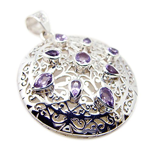 Pendentif améthyste véritable en argent sterling pour femme style victorien - 2