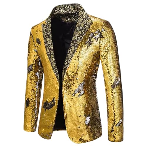 Veste de performance à paillettes bicolore pour homme, un blazer jacquard idéal pour la scène.