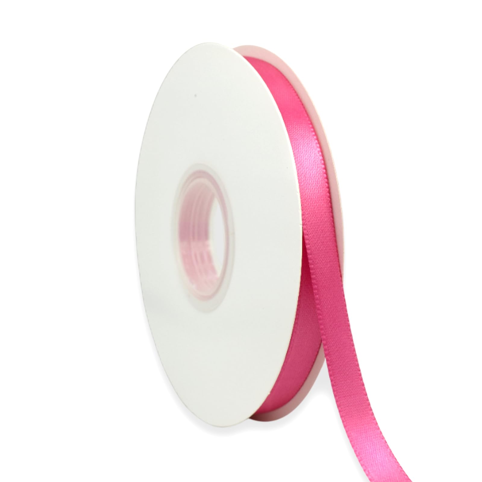 Hot Pink Ribbon 3/8 Inch x 50 Yards Satin Ribbon Continuous, Single Face, for Crafts, Gift Wrapping, Floral Bouquet, Weddings, and Decorations, with Spool — image 1