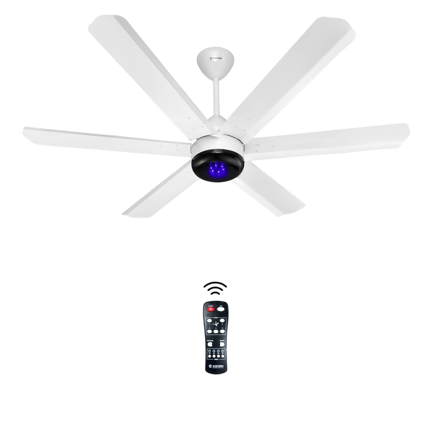 Candes Phantom BLDC Ceiling Fan 1200mm | 5 Star BLDC Fan Ceiling | High Airflow | Noiseless Remote Fan | 6 Blade BLDC Ceiling Fans for Home | 3 Yr Warranty | White