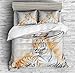 REALIN White Tiger in The Snow Duvet Cover Set Fierce Tiger Bedding Girl Boy Kids Bed Sets 2/3/4PCS Quilt Covers/Sheets/Pillow Shams,Twin/Full/Queen/King (C,Twin-172x218cm-3PCS)
