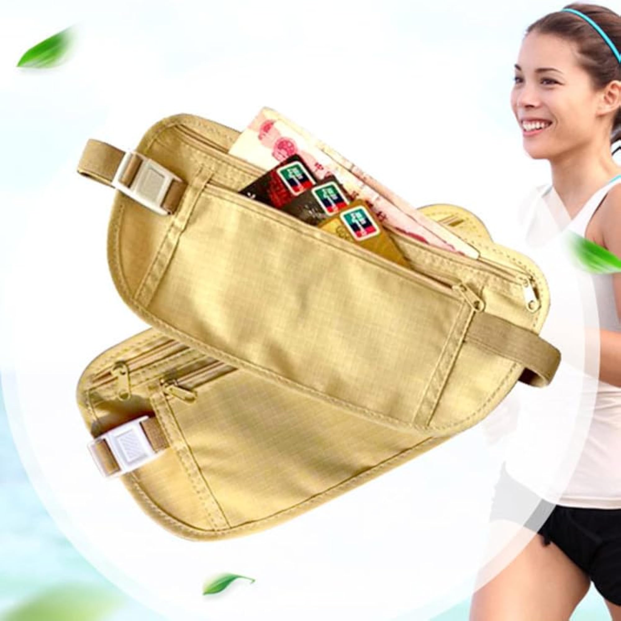 Ultra-Thin Invisible Sports Fanny Pack for Runners, Khaki