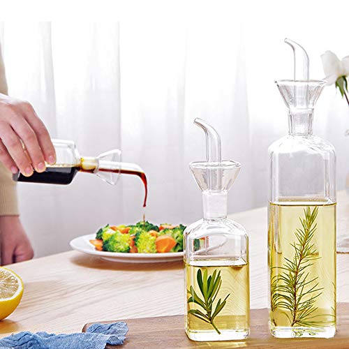 Oil Bottle Glass Olive Oil Dispenser Bottle Glass Cooking Oil Vinegar Measuring Dispenser With Spout for Kitchen and BBQ (250ml + 500ml) - Image 3