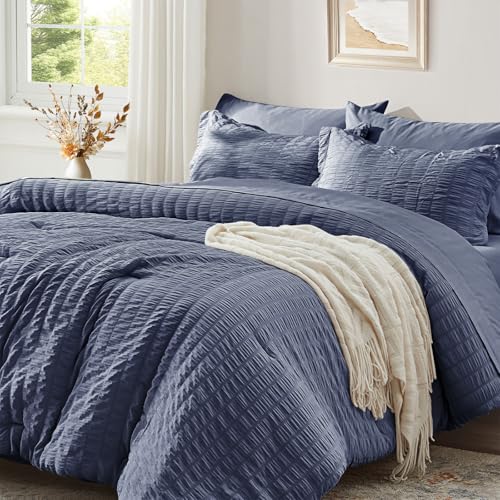 Zzlpp Komplettes Bettdecken-Set, 7-teilig, graublaues...