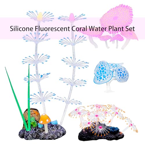 Décoration d'aquarium fluorescent corail coloré lot de 4 - 5