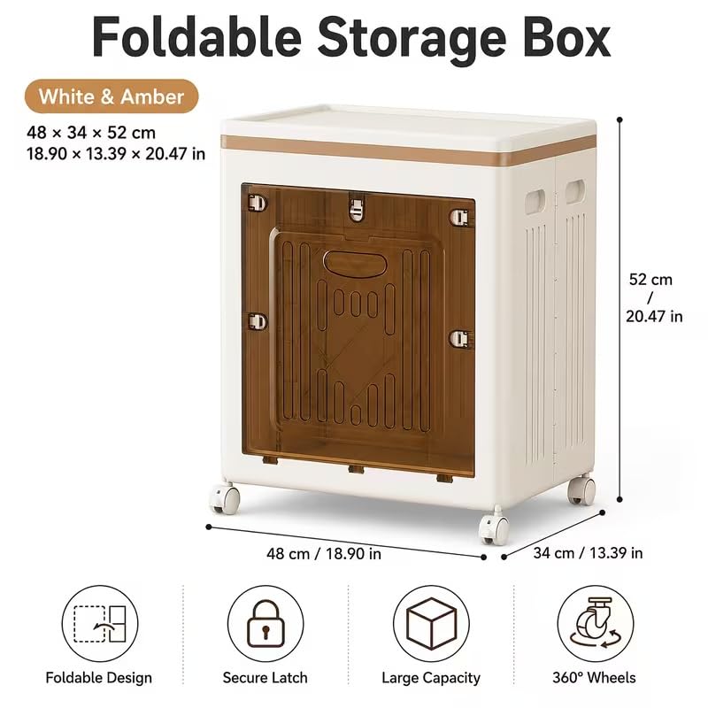 Image of EXVITO Modular Plastic Wardrobe for Bedroom | 1 Bins Foldable Cupboard with Hanging Rod | Stackable Storage Almirah for Clothes with Wheels | Multi-Layer Plastic Storage Cabinet- White