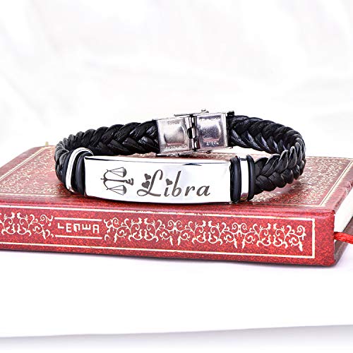 STARCHENIE Libra Leather Bracelet 12 Constellation Braided Punk Wrist Rope Cuff Bracelet - Image 4
