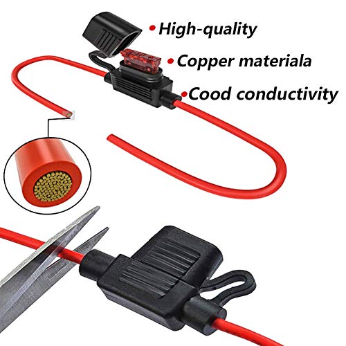 Elefama 14 Gauge Inline Fuse Holder 12V-Dc Atc/Ato 12Pcs Blade Fuse Holders Kit With 60 Pcs Standard Car Fuses 14 Awg Wiring Harness Waterproof Pigtail For Fuses 2A 3A 5A 7.5 A 10A 15A 20A 30A #TOP1