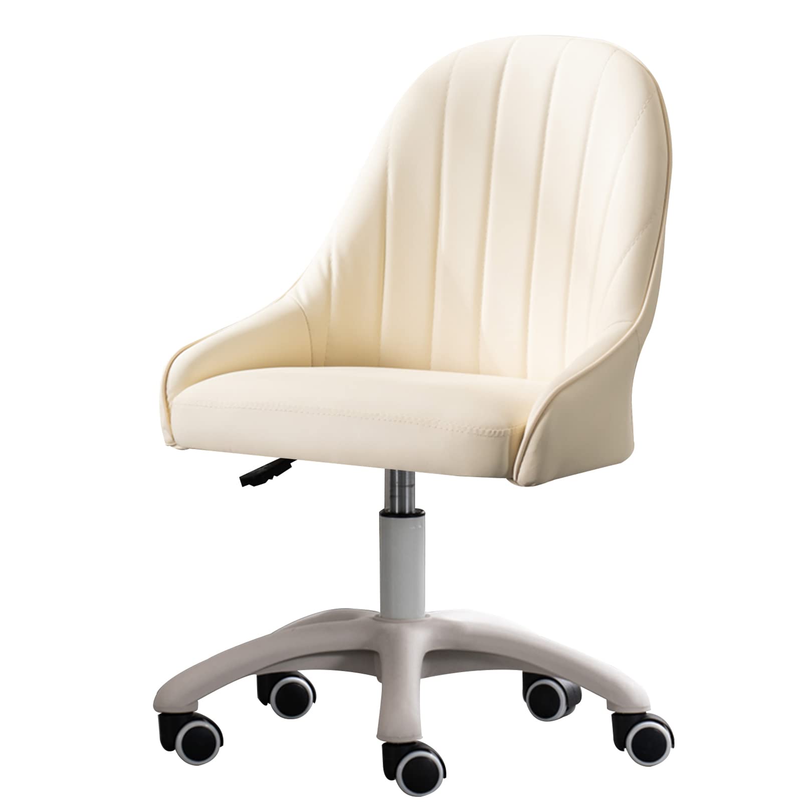Chaise d'ordinateur réglable en hauteur avec assise pivotante 360° et dossier blanc ergonomique
